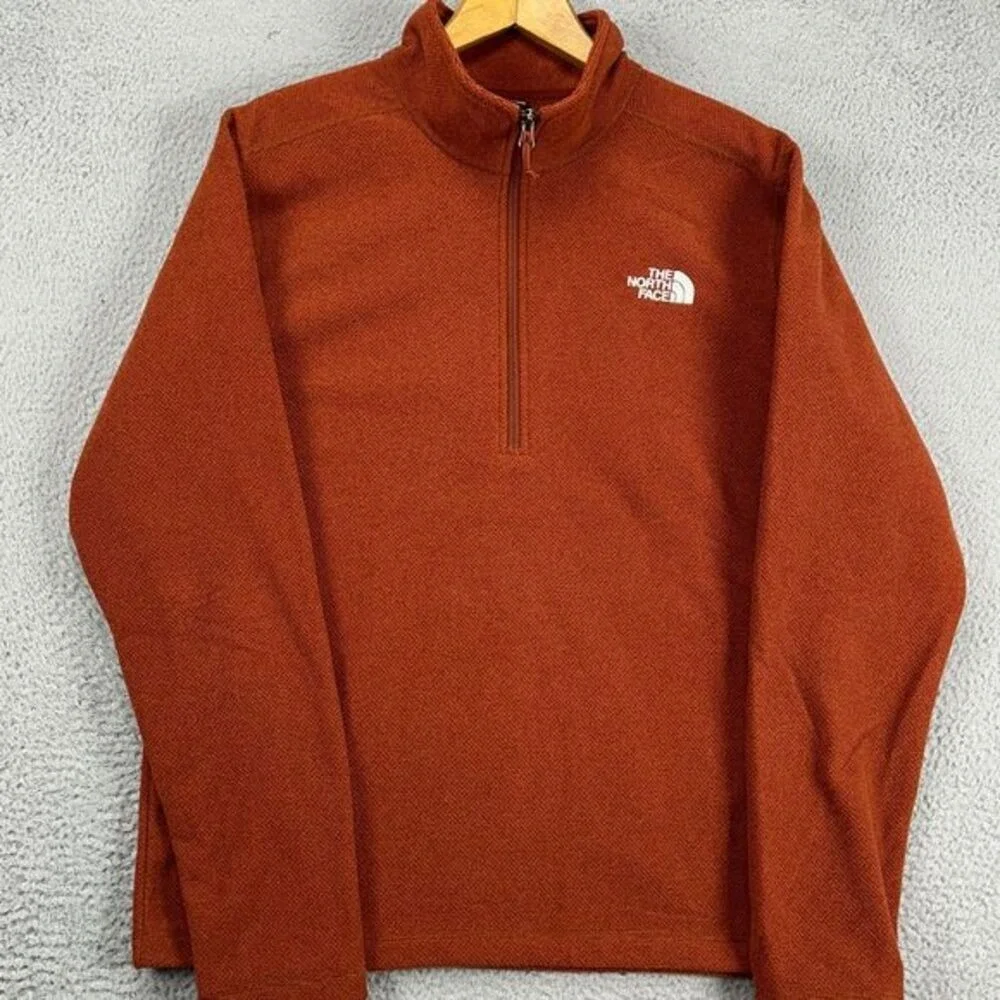 The North Face Pullover Sweatshirt Mens Large Rust Quarter Zip Long Sleeve Logo